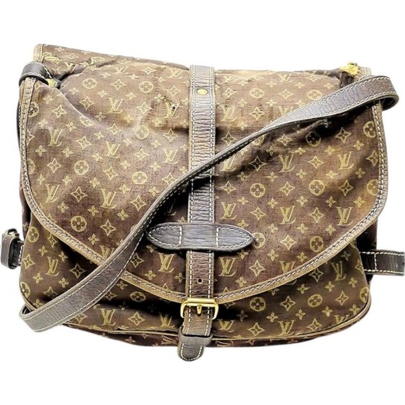 153220BS (L3) Louis Vuitton Crossbody Bag Saummur 30 Brown Monogram Idylle - Picture 1 of 9